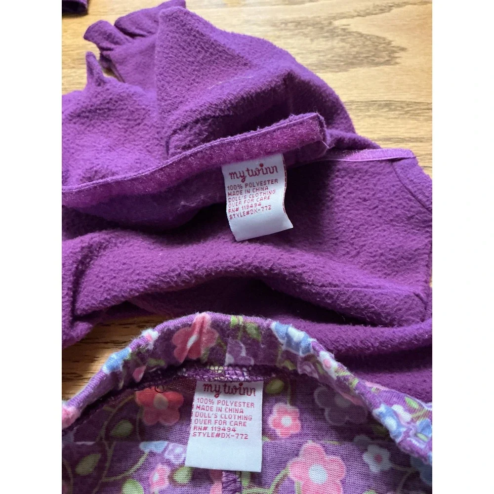 My Twinn Purple Floral Fleece Pajama Set with Matching Doll Outfit and Shoes